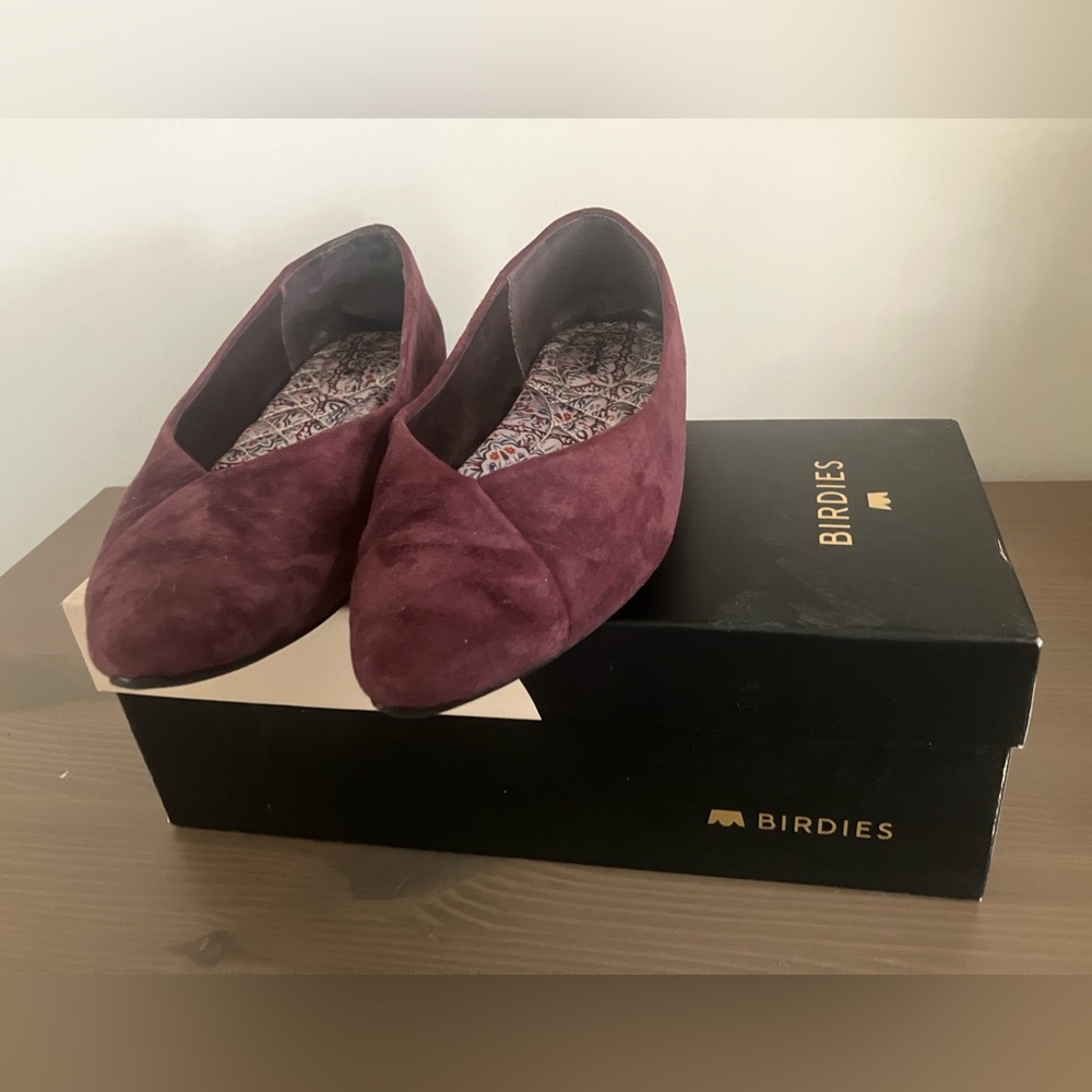 Birdies Goldfinch Suede Pointed Flats in Mulberry - Picture 6 of 6
